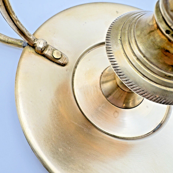 Vintage Solid Brass Chamber Style Taper Candlestick Holder Handle Heavy India - Picture 8 of 12